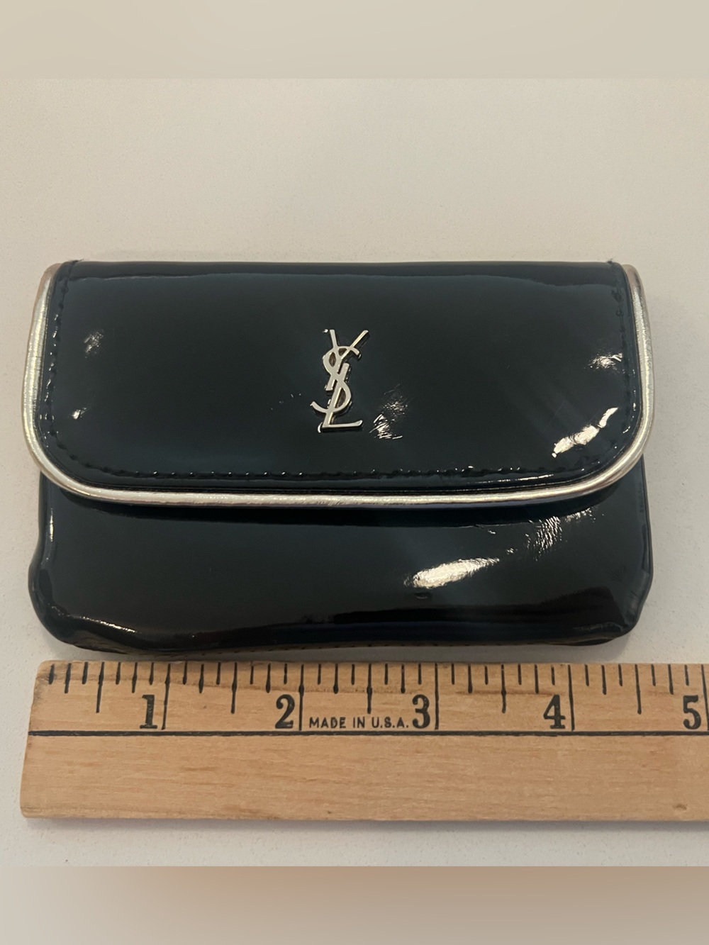 YSL beauty Black glossy pouch.